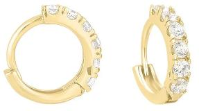 Gold huggies earrings with white stones